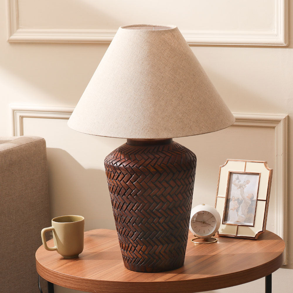 Brea Wooden Table Lamp XL - Walnut Tan