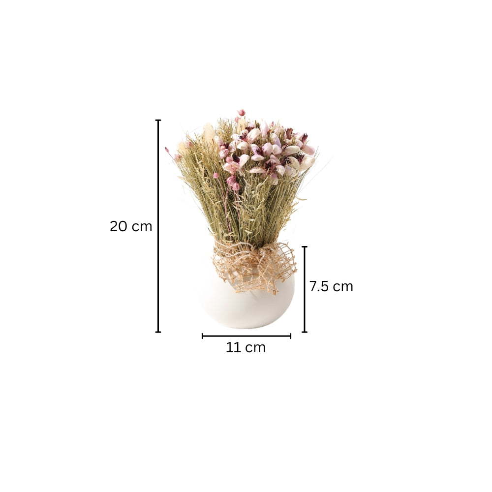 Brea Dried Bouquet in Ceramic Vase - Lavender White