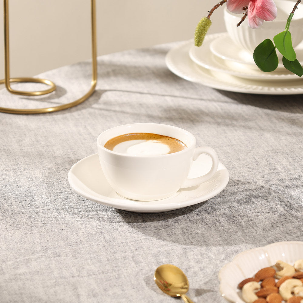 Briar Cappuccino Cup & Saucer Set - White