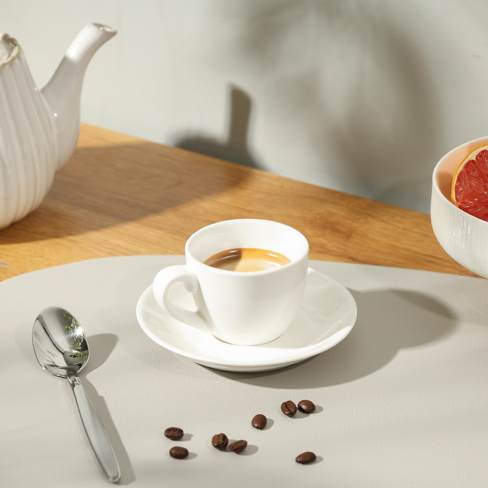 Briar Espresso Cup & Saucer Set - White