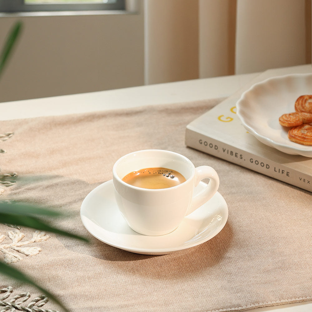 Briar Espresso Cup & Saucer Set - White