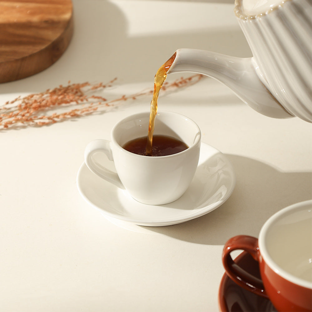 Briar Espresso Cup & Saucer Set - White