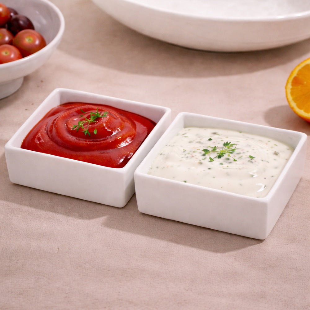 Briar Square Medium Bowls, Set of 2 - White