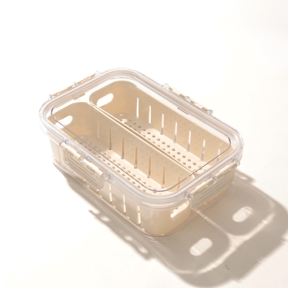 Brisk Fridge Storage Box with 2 Removable Bins - Clear White