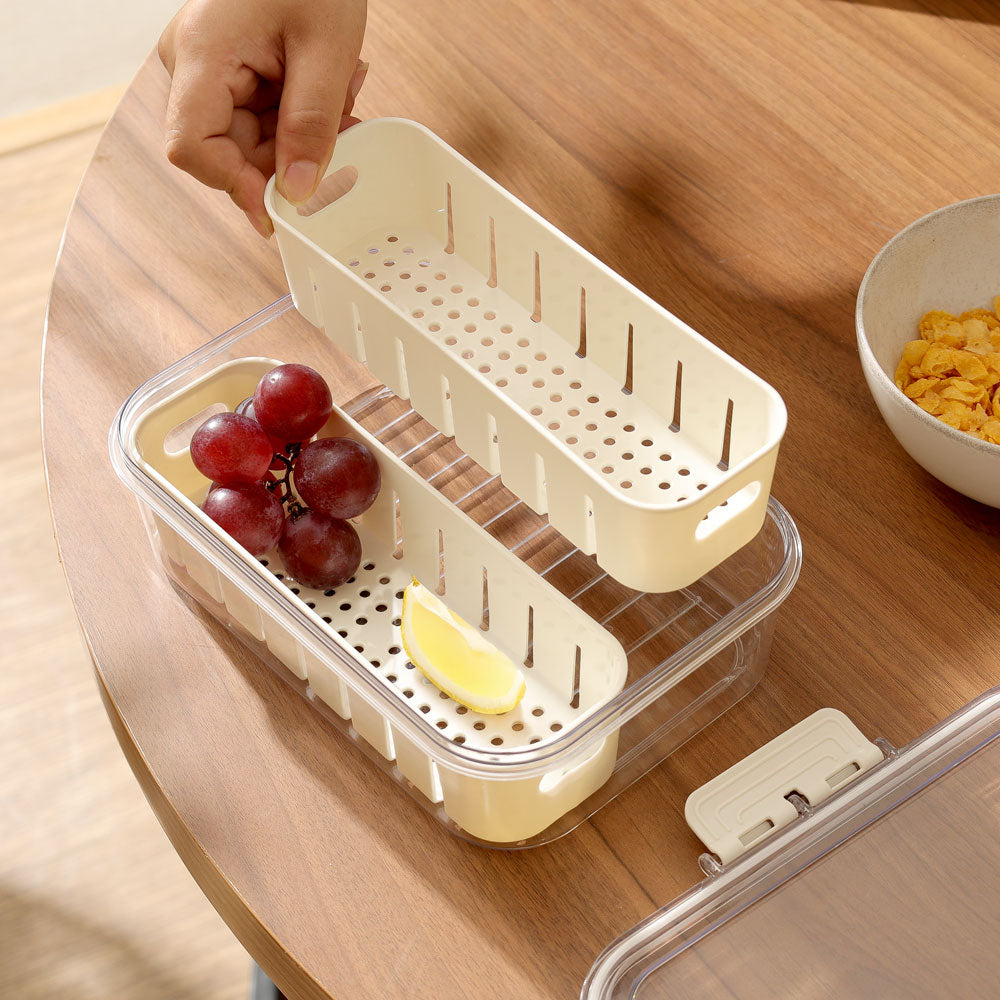 Brisk Fridge Storage Box with 2 Removable Bins - Clear White