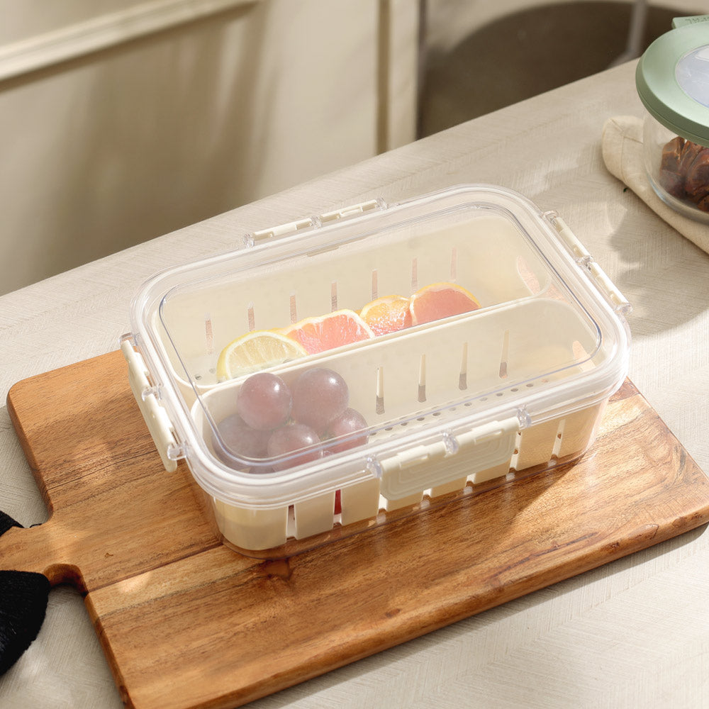 Brisk Fridge Storage Box with 2 Removable Bins - Clear White