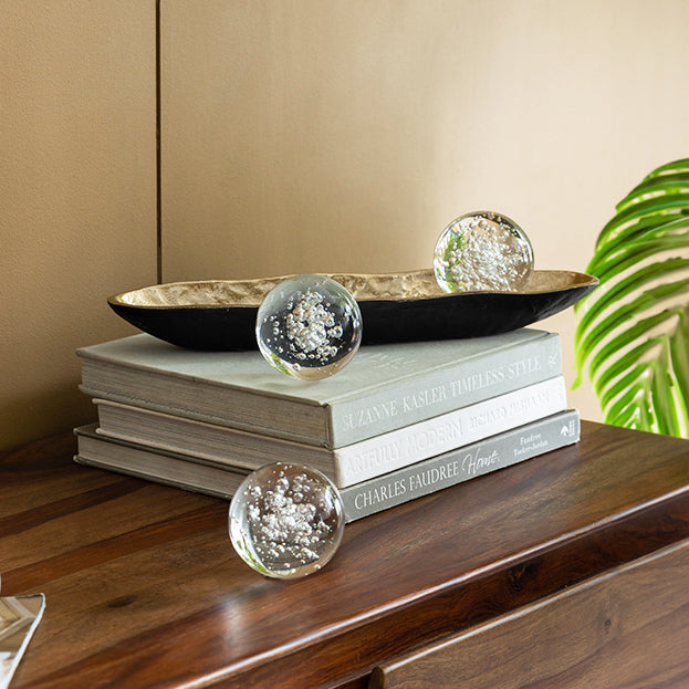 Bubbles Glass Decorative Balls, Set of 3 - Clear