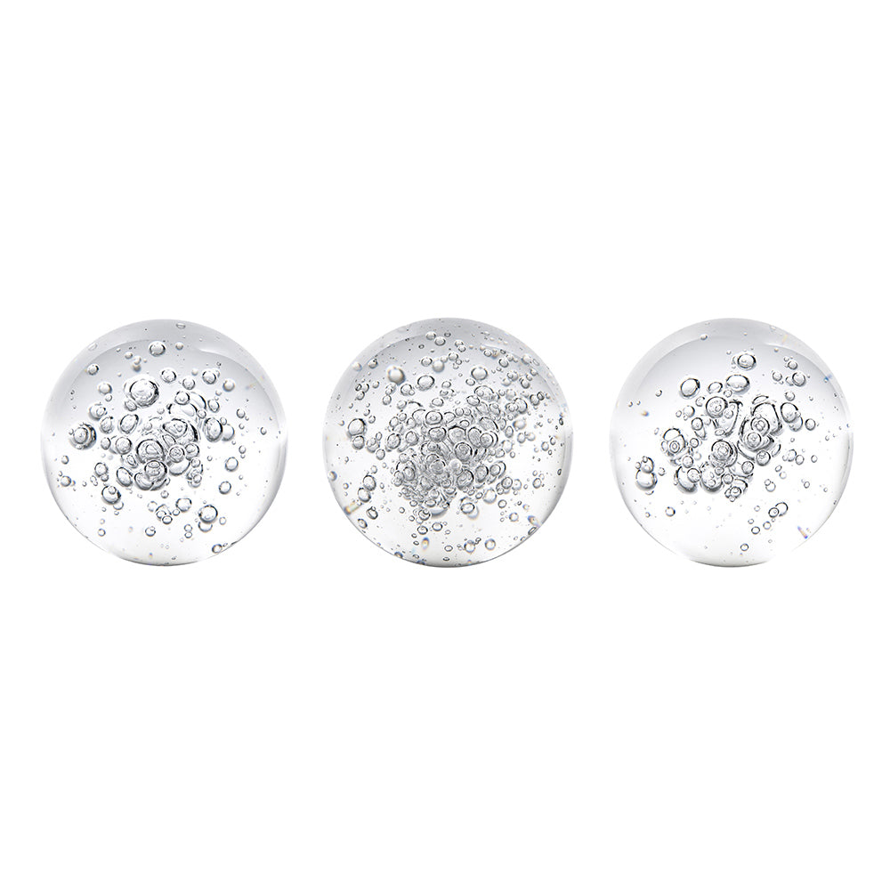 Bubbles Glass Decorative Balls, Set of 3 - Clear