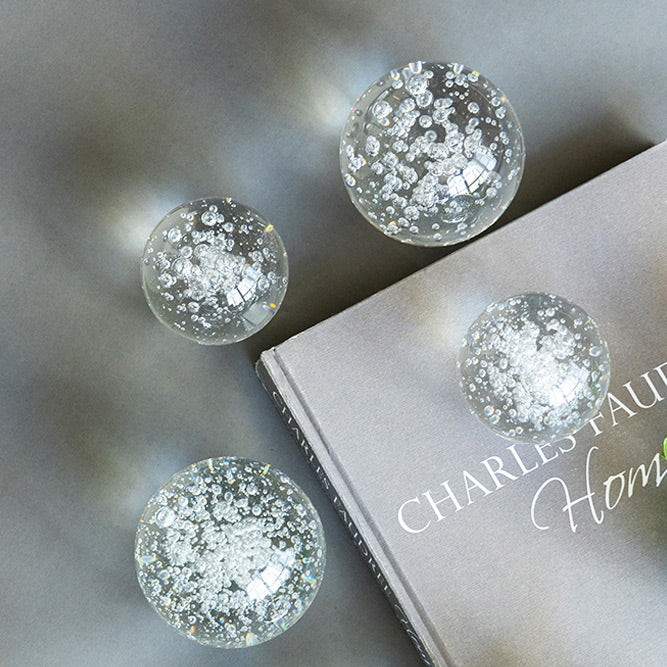 Bubbles Glass Decorative Balls, Set of 3 - Clear