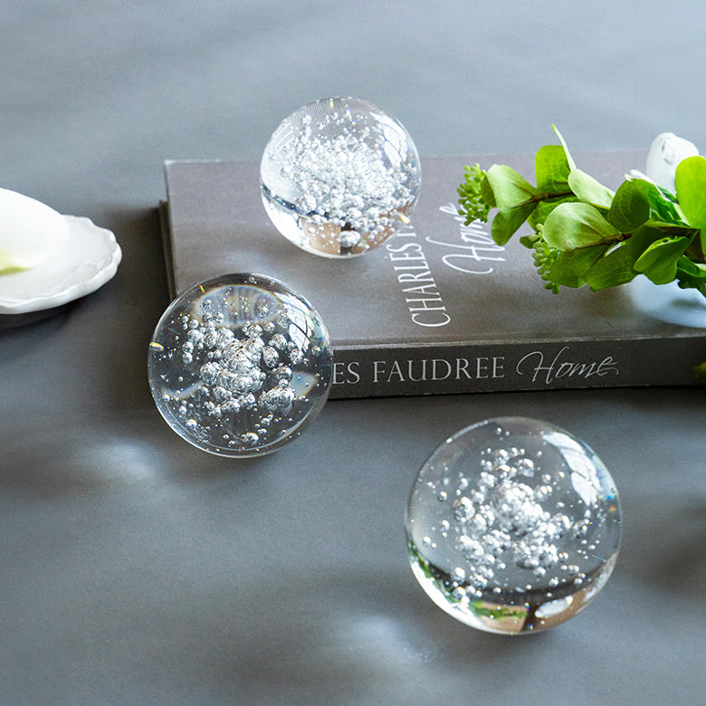Bubbles Glass Decorative Balls, Set of 3 - Clear