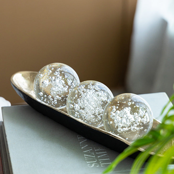 Bubbles Glass Decorative Balls, Set of 3 - Clear