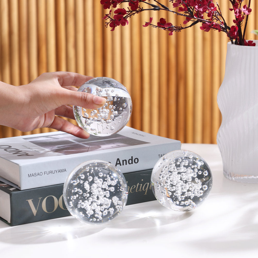 Bubbles Glass Decorative Balls, Set of 3 - Clear