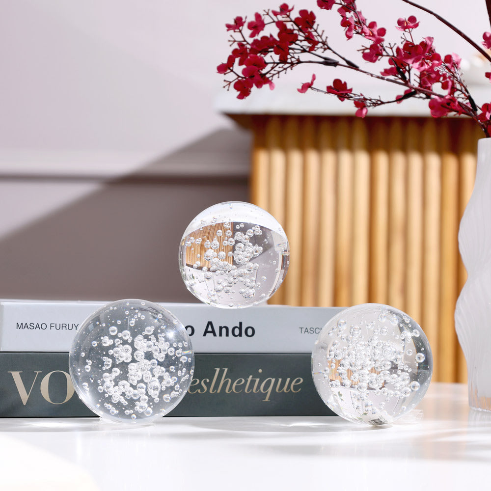 Bubbles Glass Decorative Balls, Set of 3 - Clear