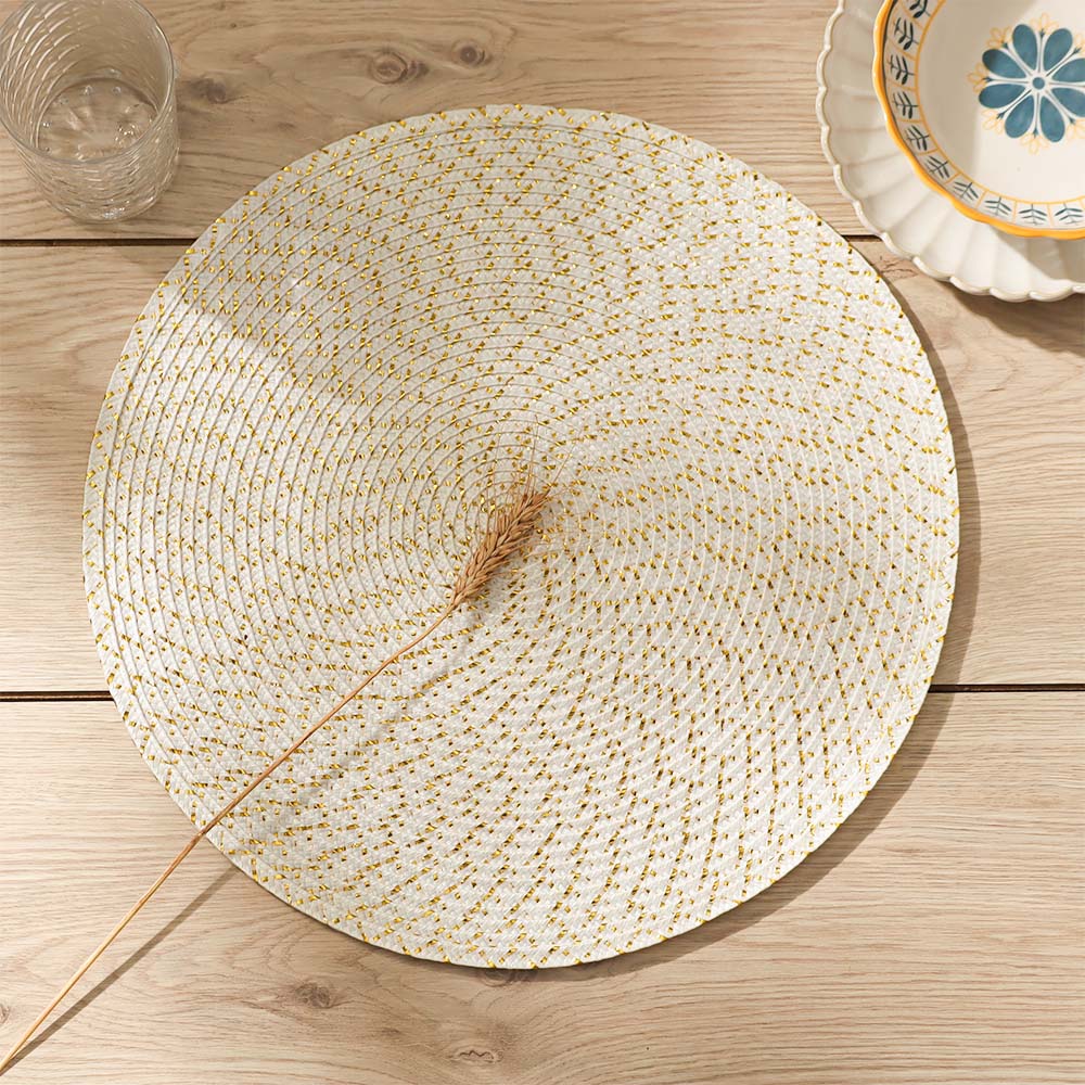 Bueno Round Placemats, Set of 4 - White Gold