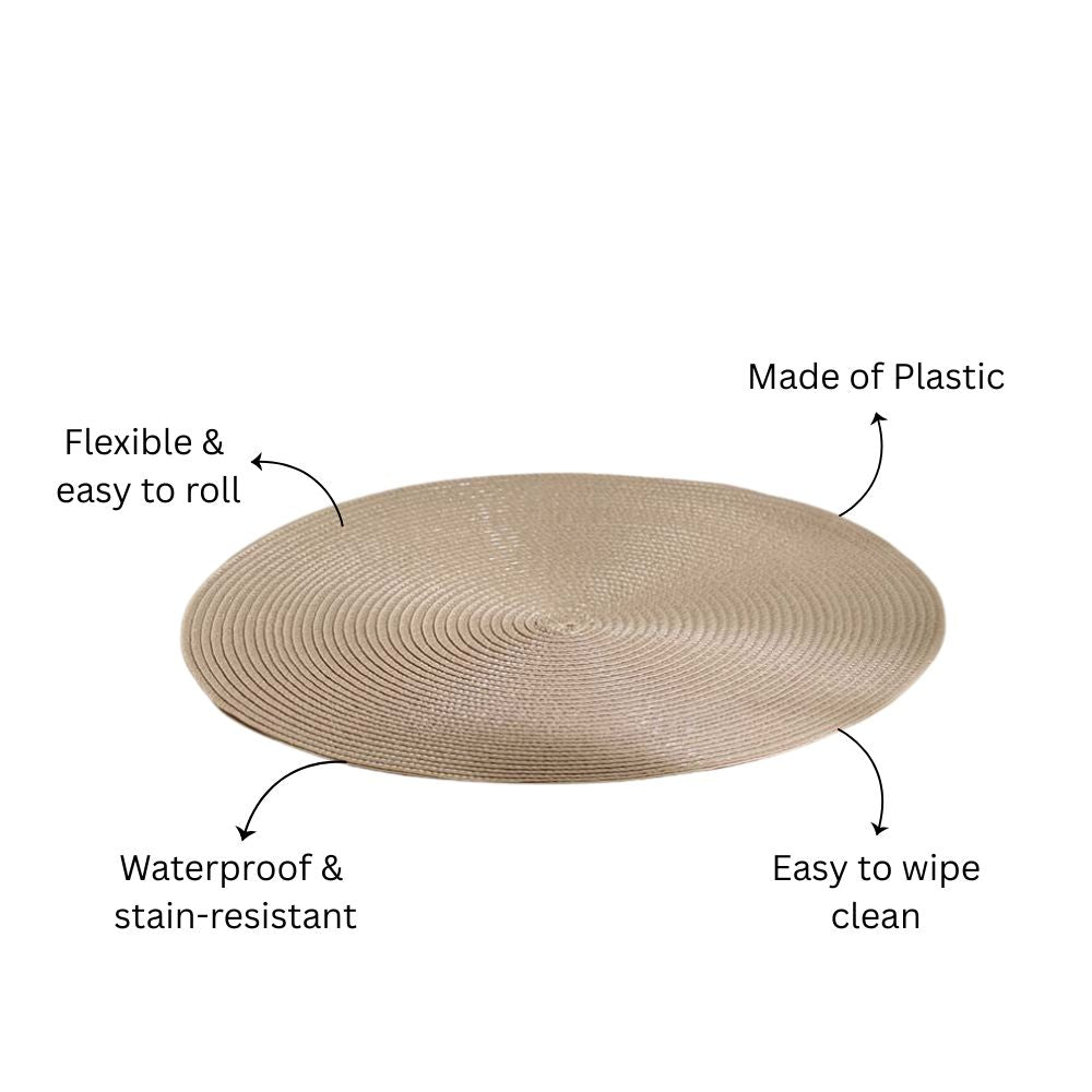 Bueno Round Placemats, Set of 4 - Beige