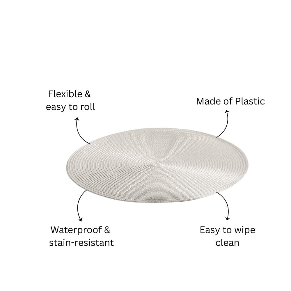 Bueno Round Placemats, Set of 4 - Grey Silver