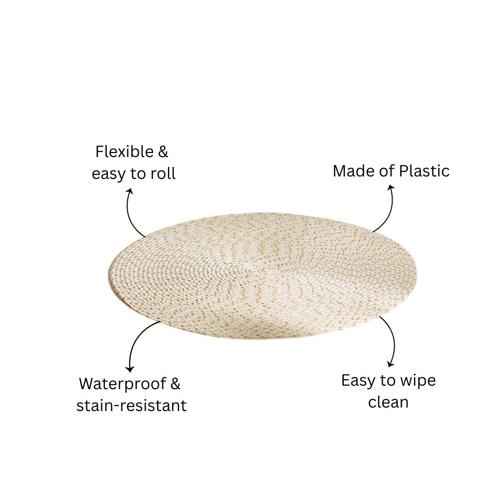 Bueno Round Placemats, Set of 4 - White Gold