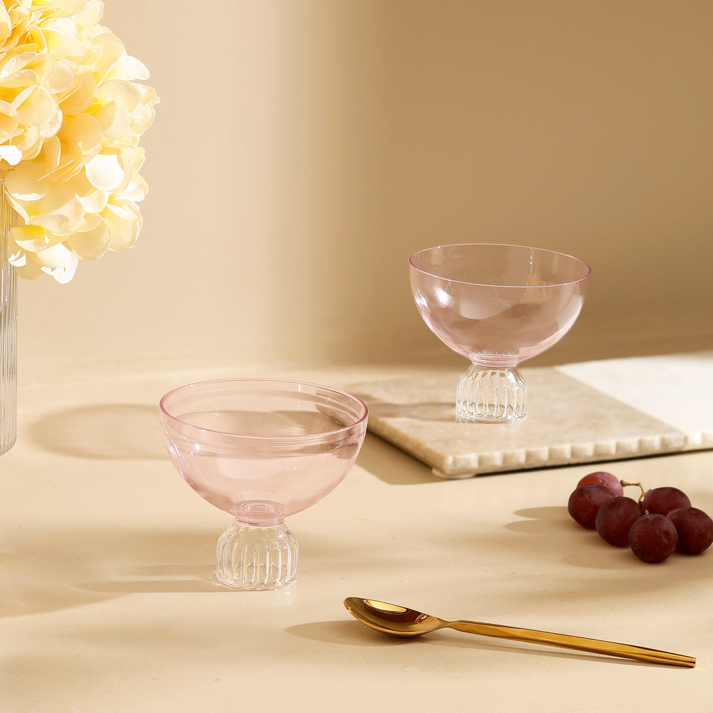 Buono Glass Dessert Cups, Set of 2 - Pink