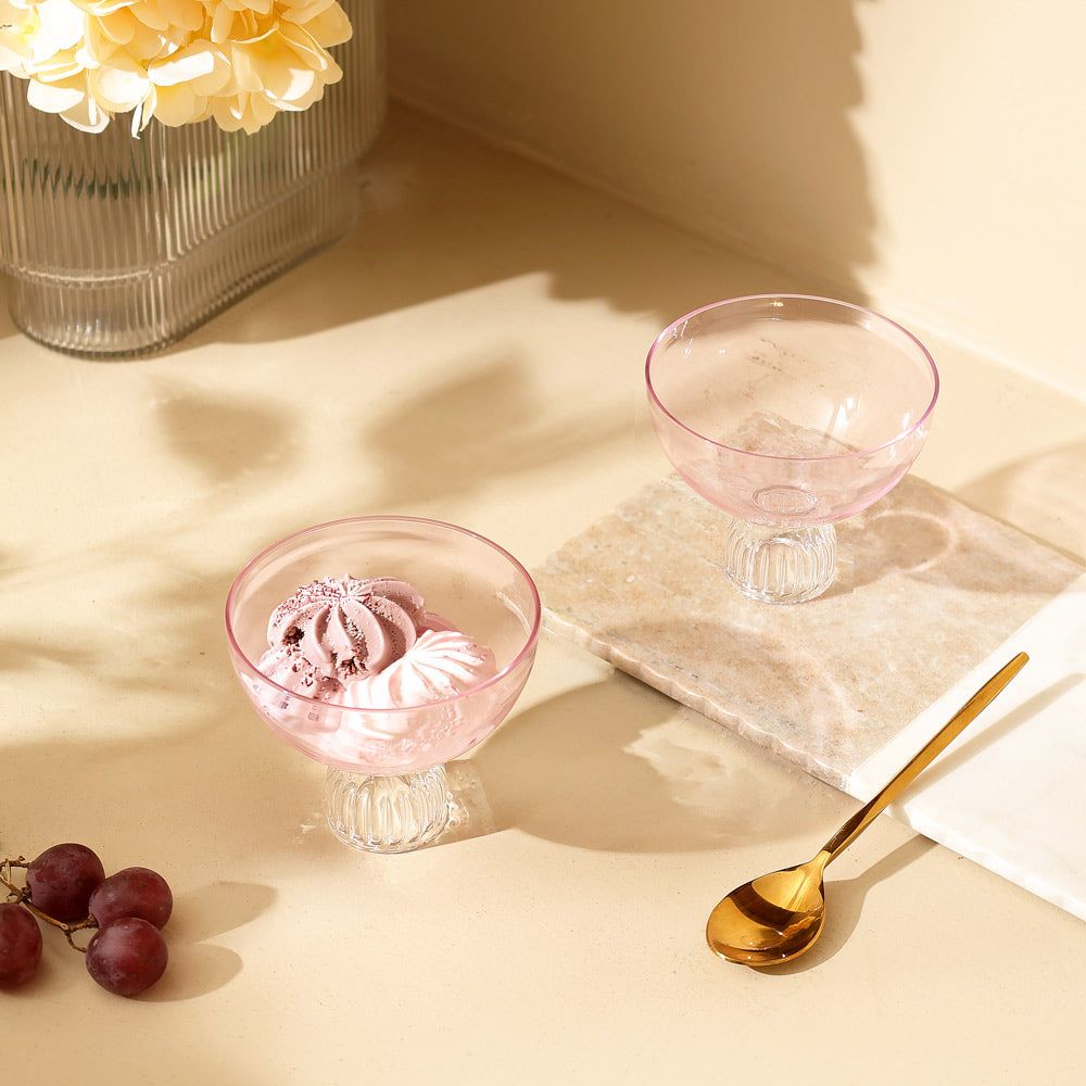 Buono Glass Dessert Cups, Set of 2 - Pink
