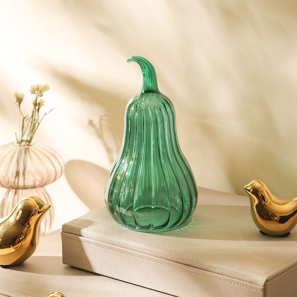 Butternut Squash Glass Sculpture - Teal