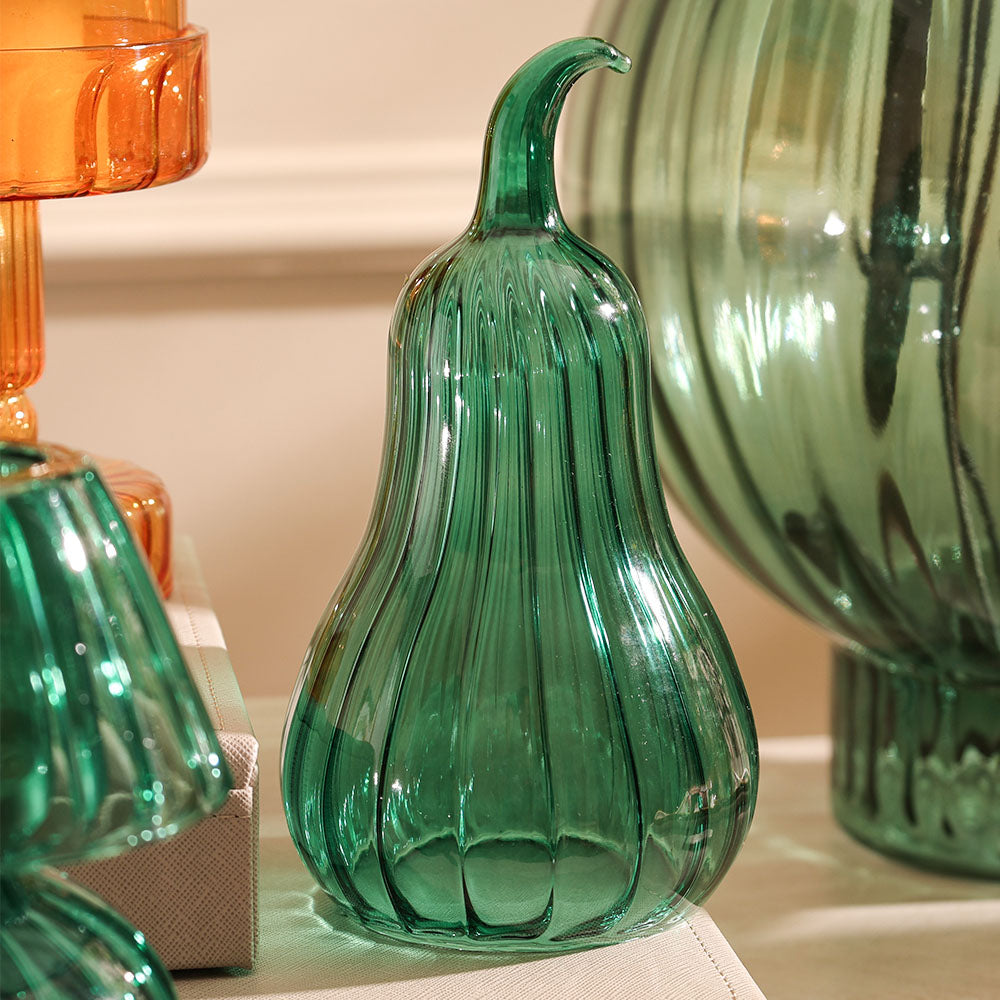 Butternut Squash Glass Sculpture - Teal