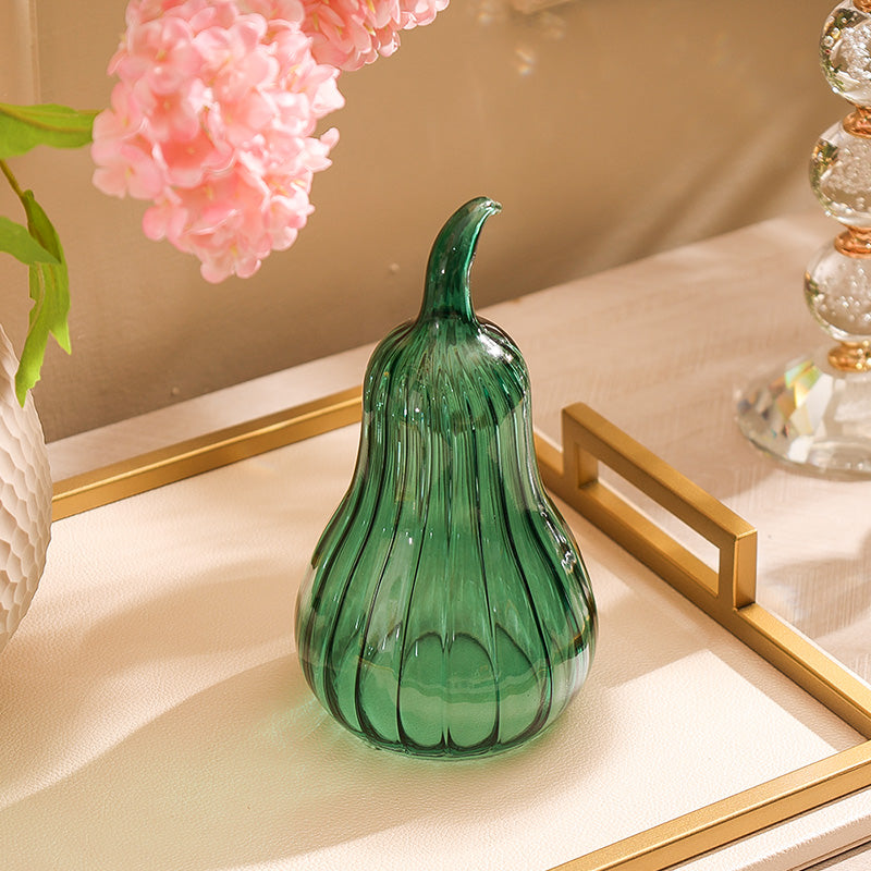 Butternut Squash Glass Sculpture - Teal