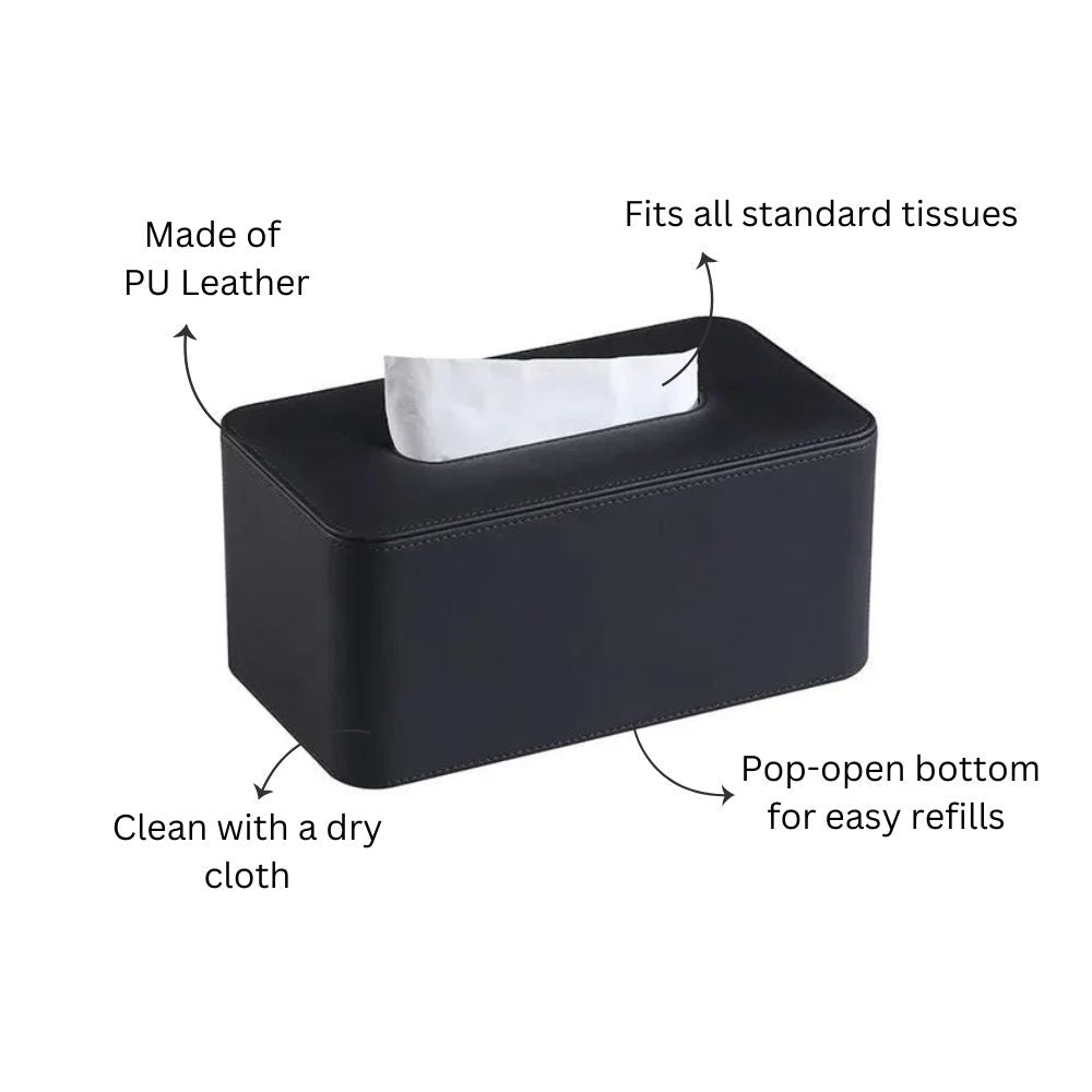 Cabin High Tissue Box Holder - Black