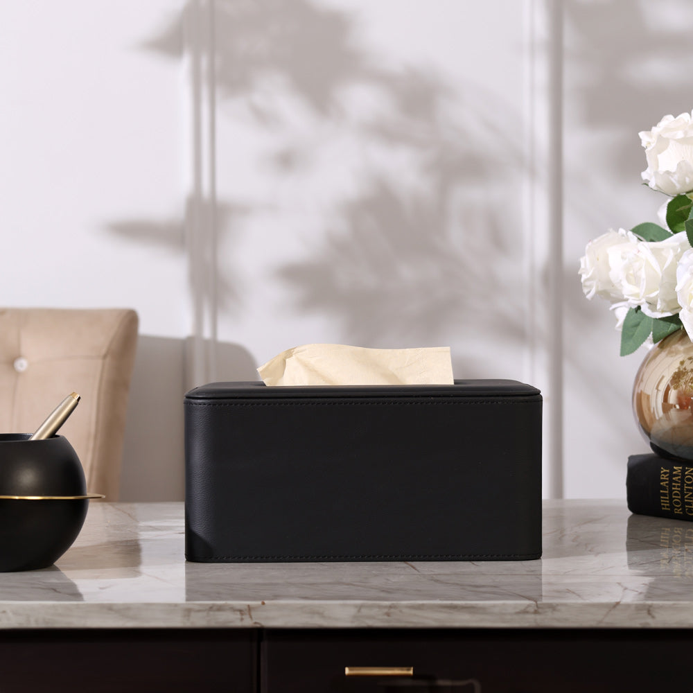 Cabin High Tissue Box Holder - Black