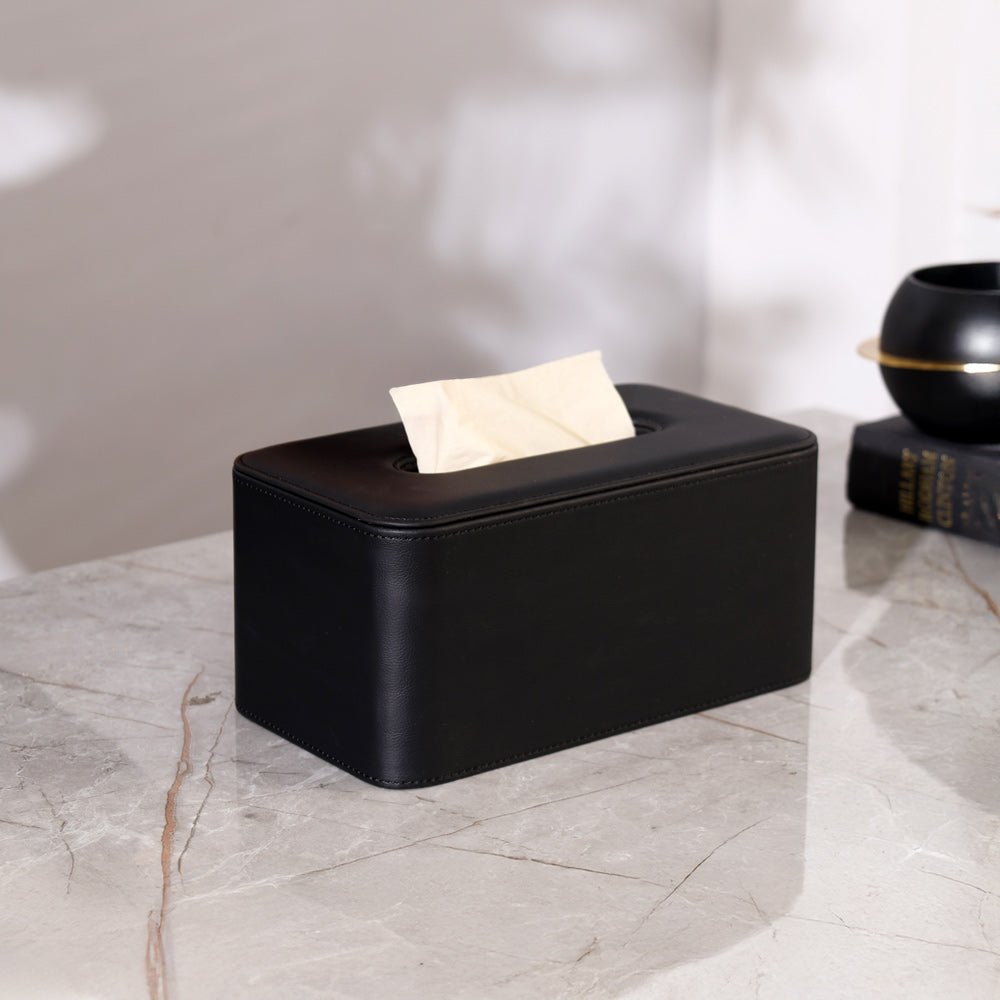Cabin High Tissue Box Holder - Black