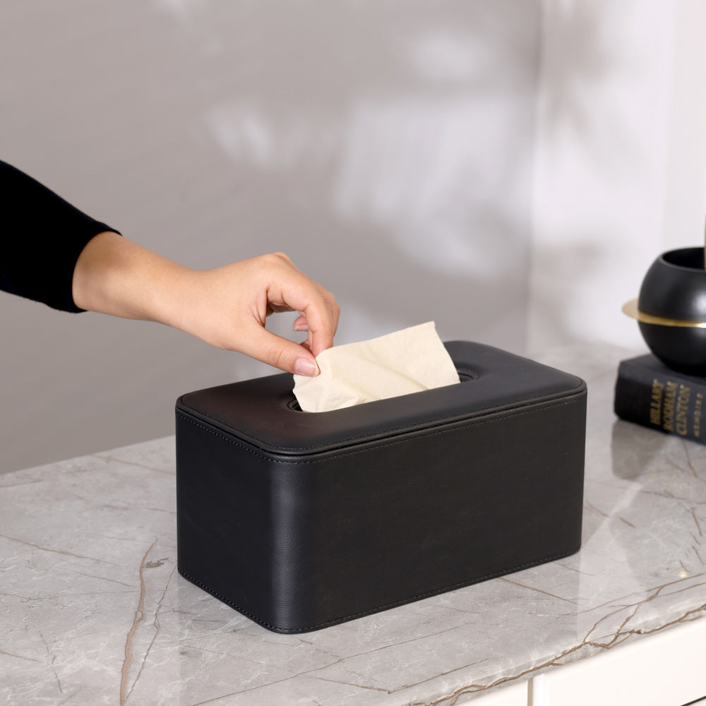 Cabin High Tissue Box Holder - Black