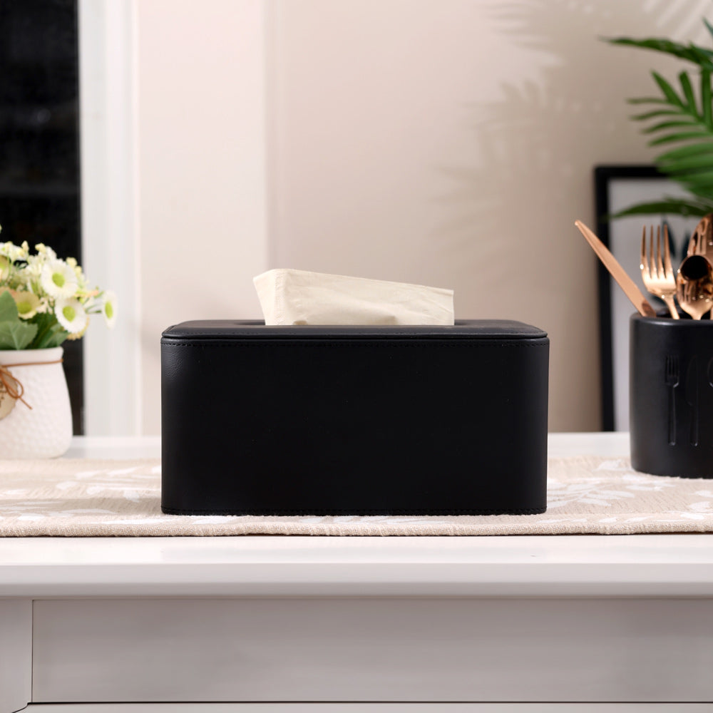 Cabin High Tissue Box Holder - Black
