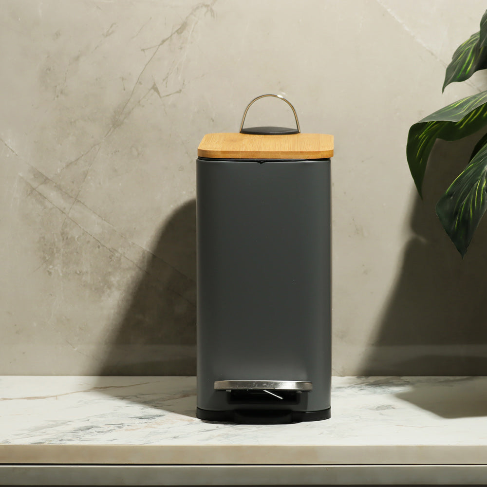 Cade Rectangular Pedal Waste Bin 5L - Charcoal