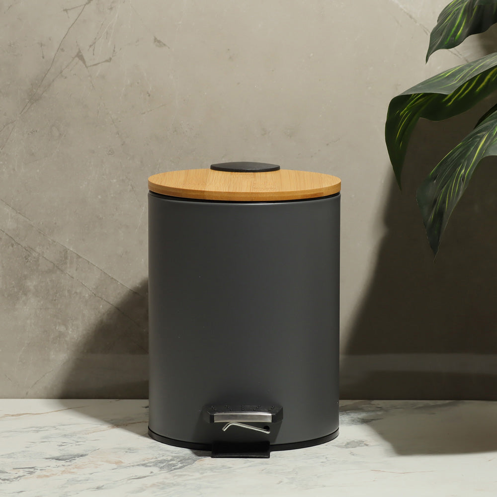 Cade Round Pedal Waste Bin 3L - Charcoal