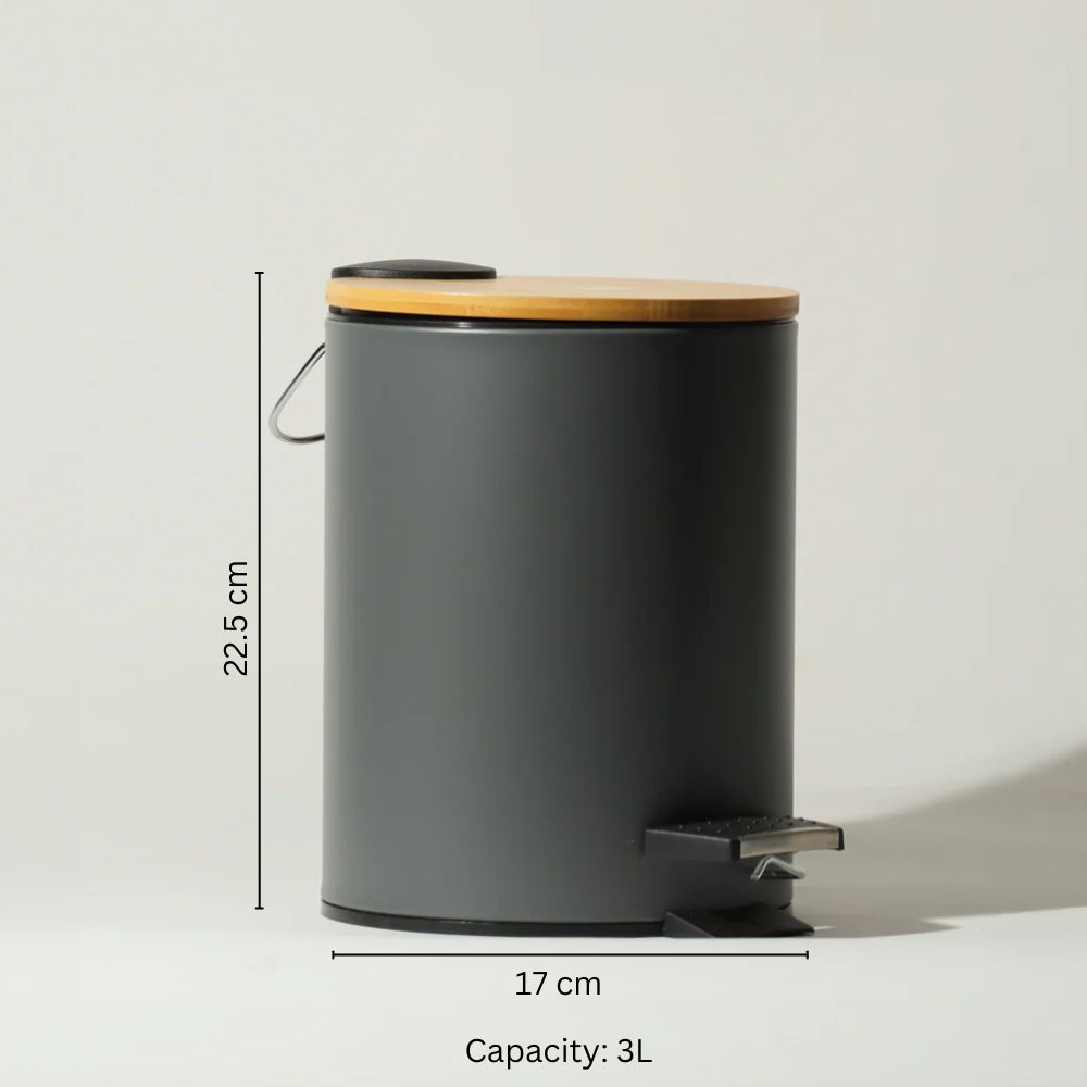 Cade Round Pedal Waste Bin 3L - Charcoal