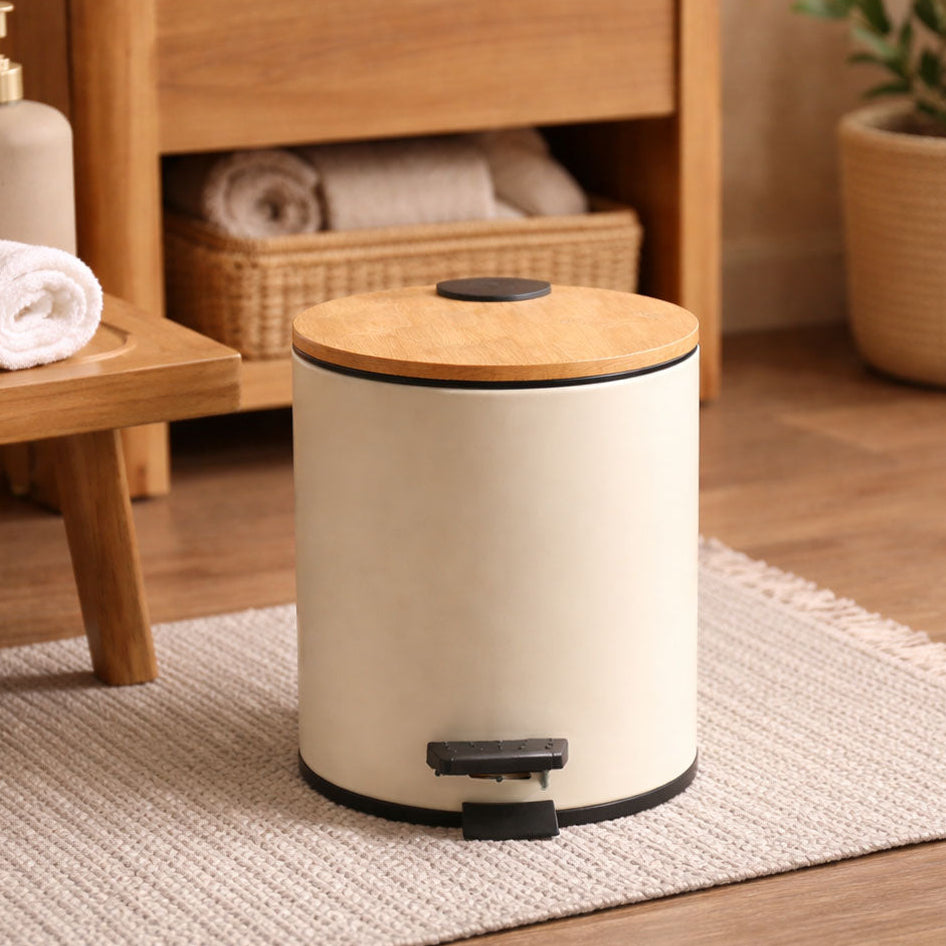 Cade Round Pedal Waste Bin 5L - Beige