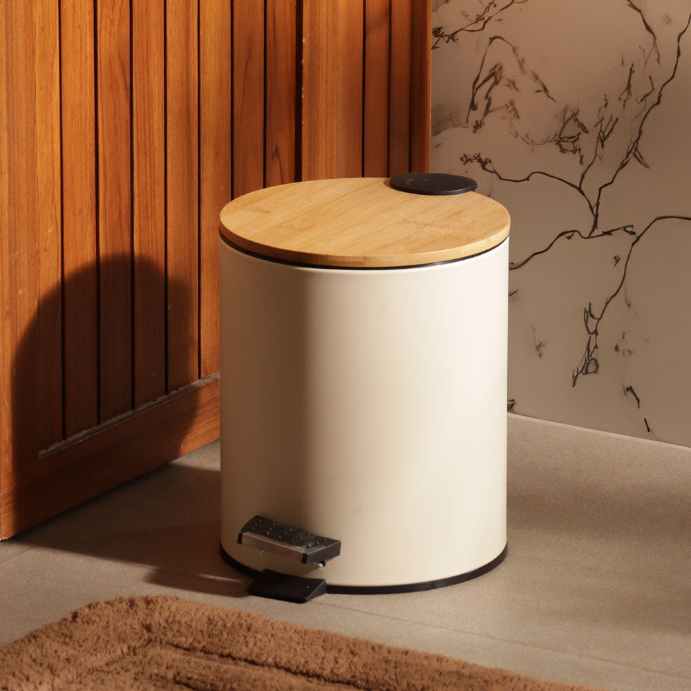 Cade Round Pedal Waste Bin 5L - Beige