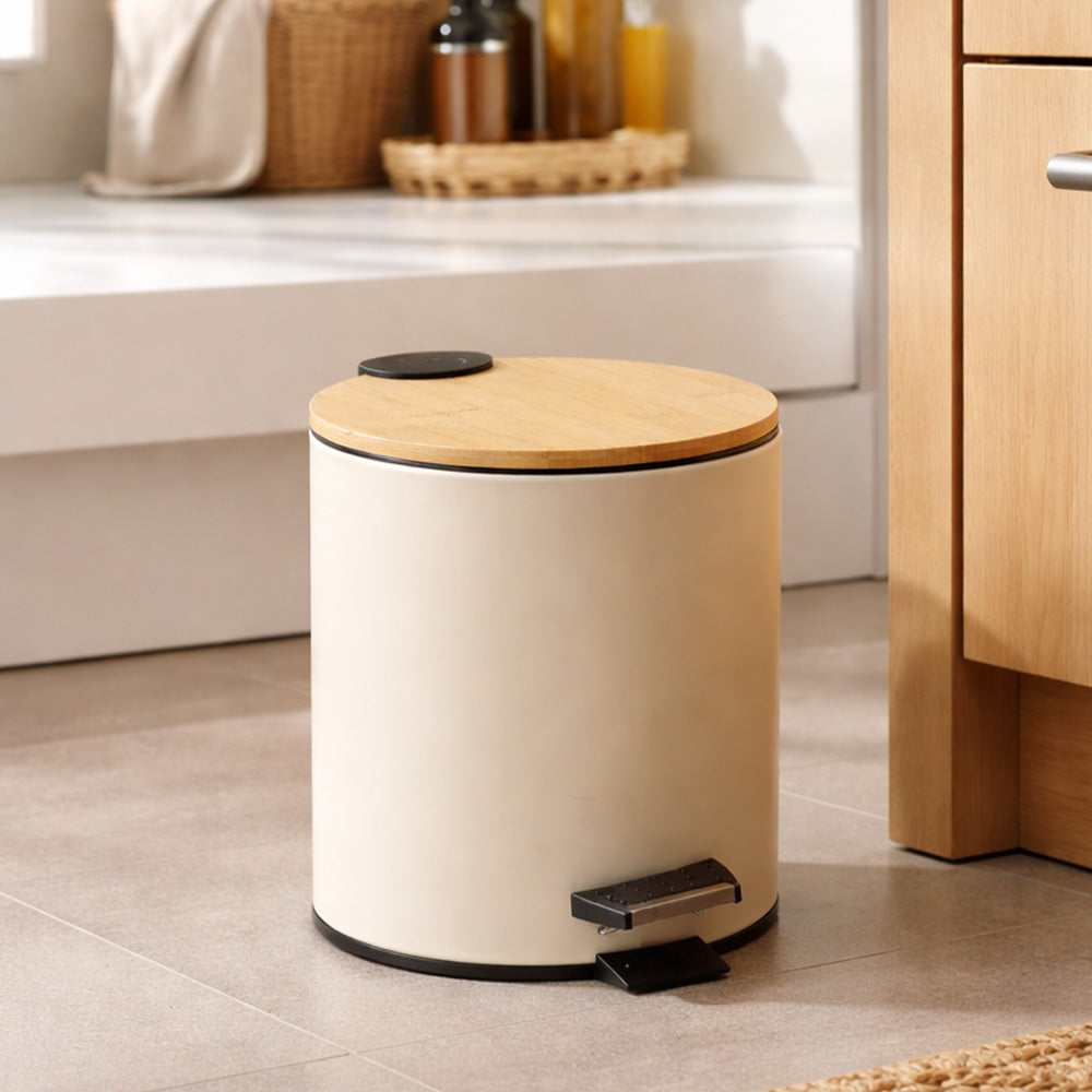 Cade Round Pedal Waste Bin 5L - Beige