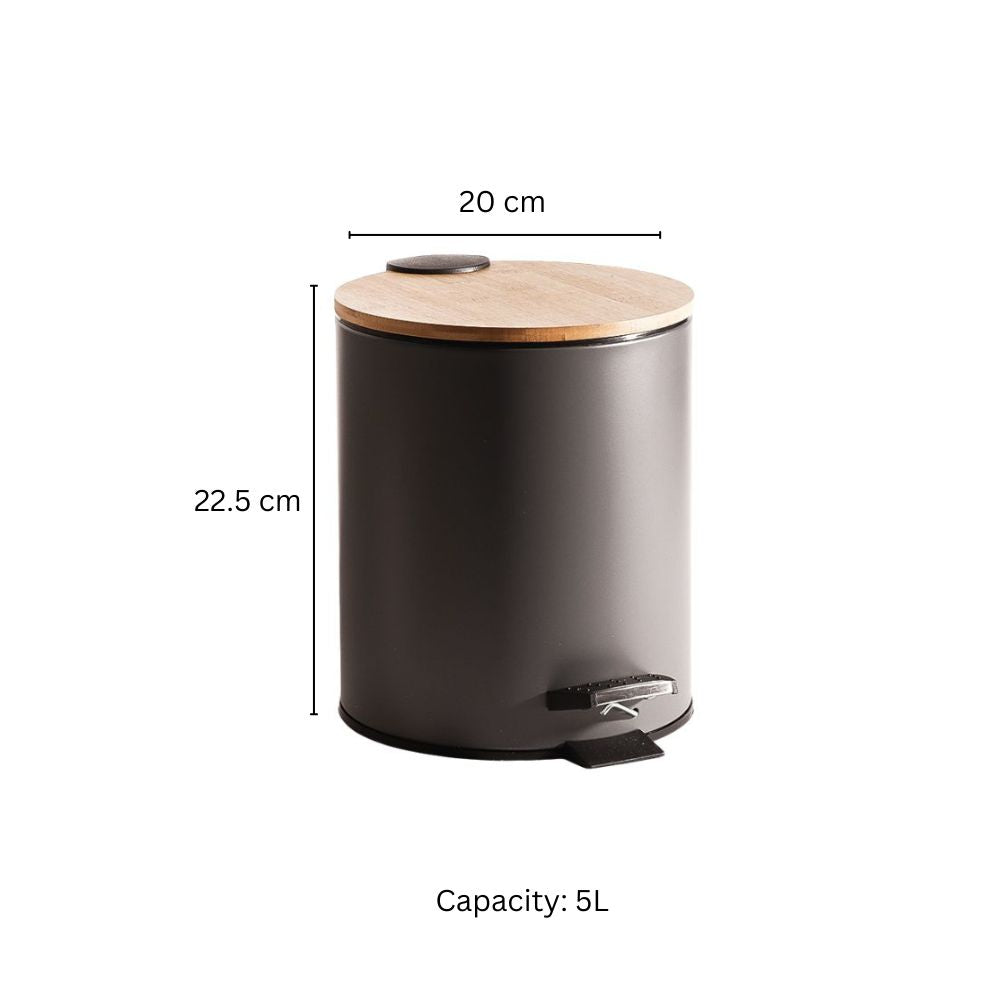 Cade Round Pedal Waste Bin 5L - Charcoal