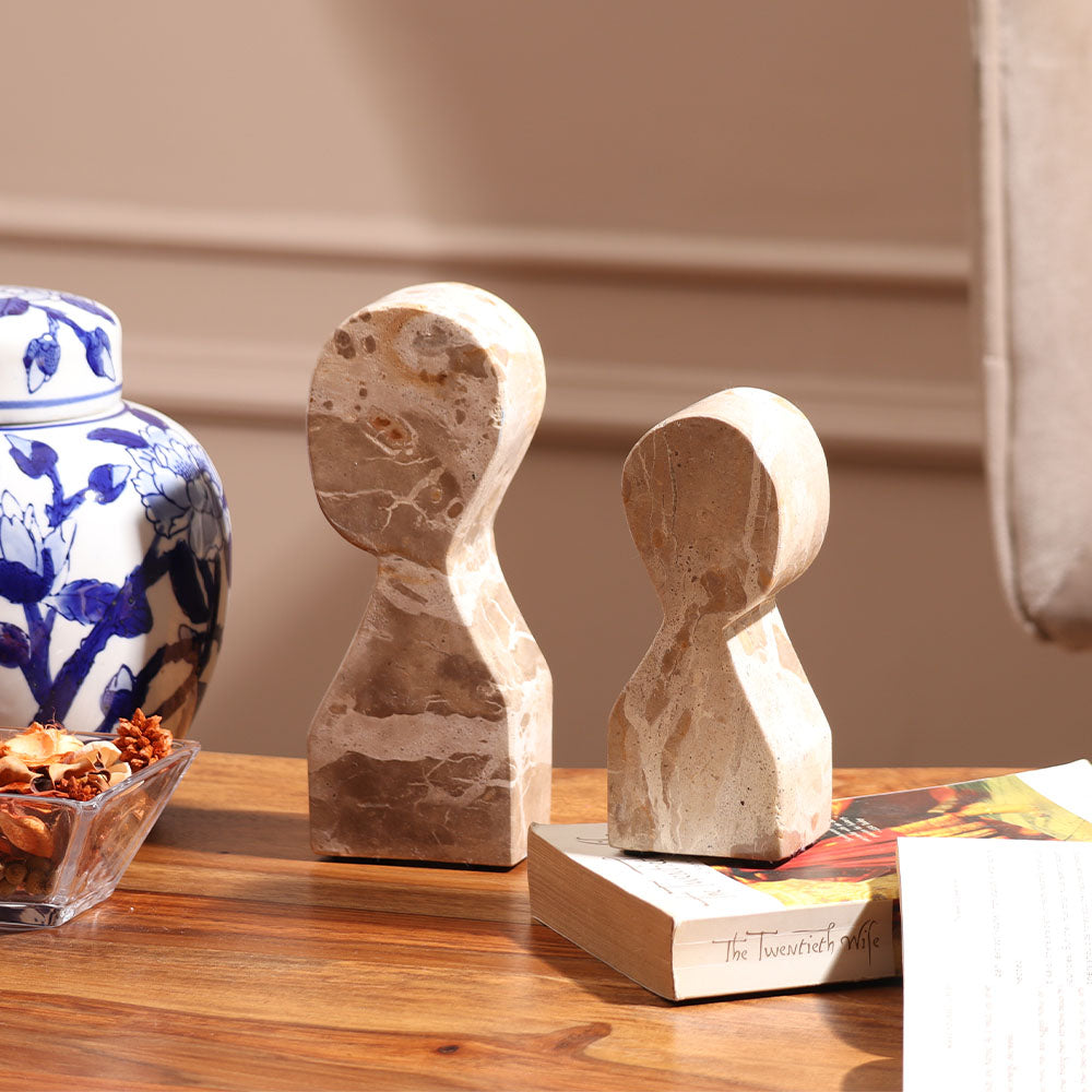 Cadence Marble Bookends, Set of 2 - Sandstone