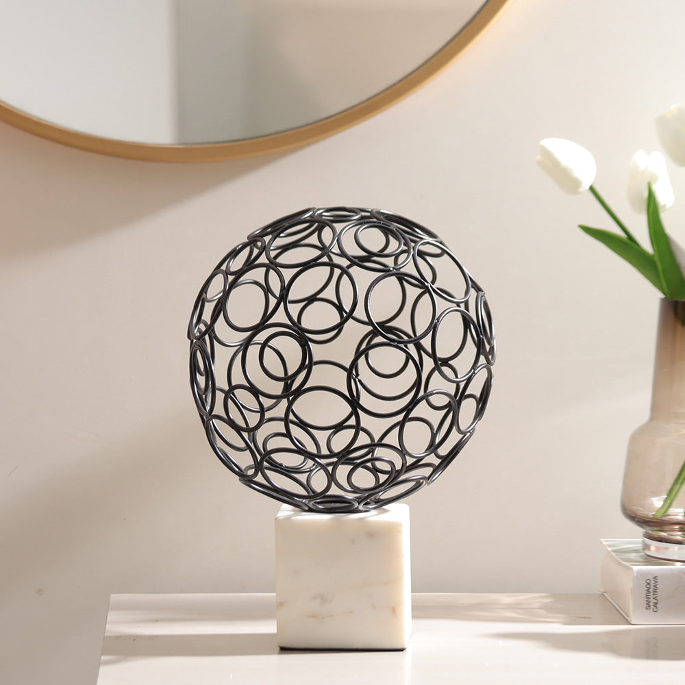 Opulant Steel & Marble Sculpture Large - Black White