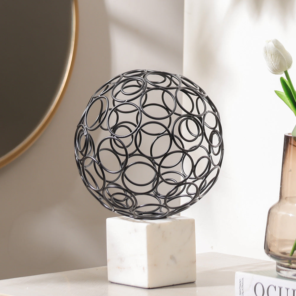 Opulant Steel & Marble Sculpture Large - Black White