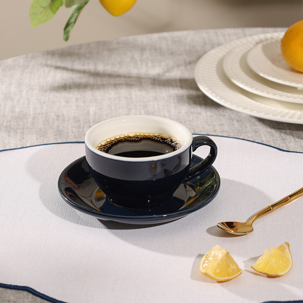Caffe Porcelain Cappuccino Cup and Saucer Set - Dark Navy