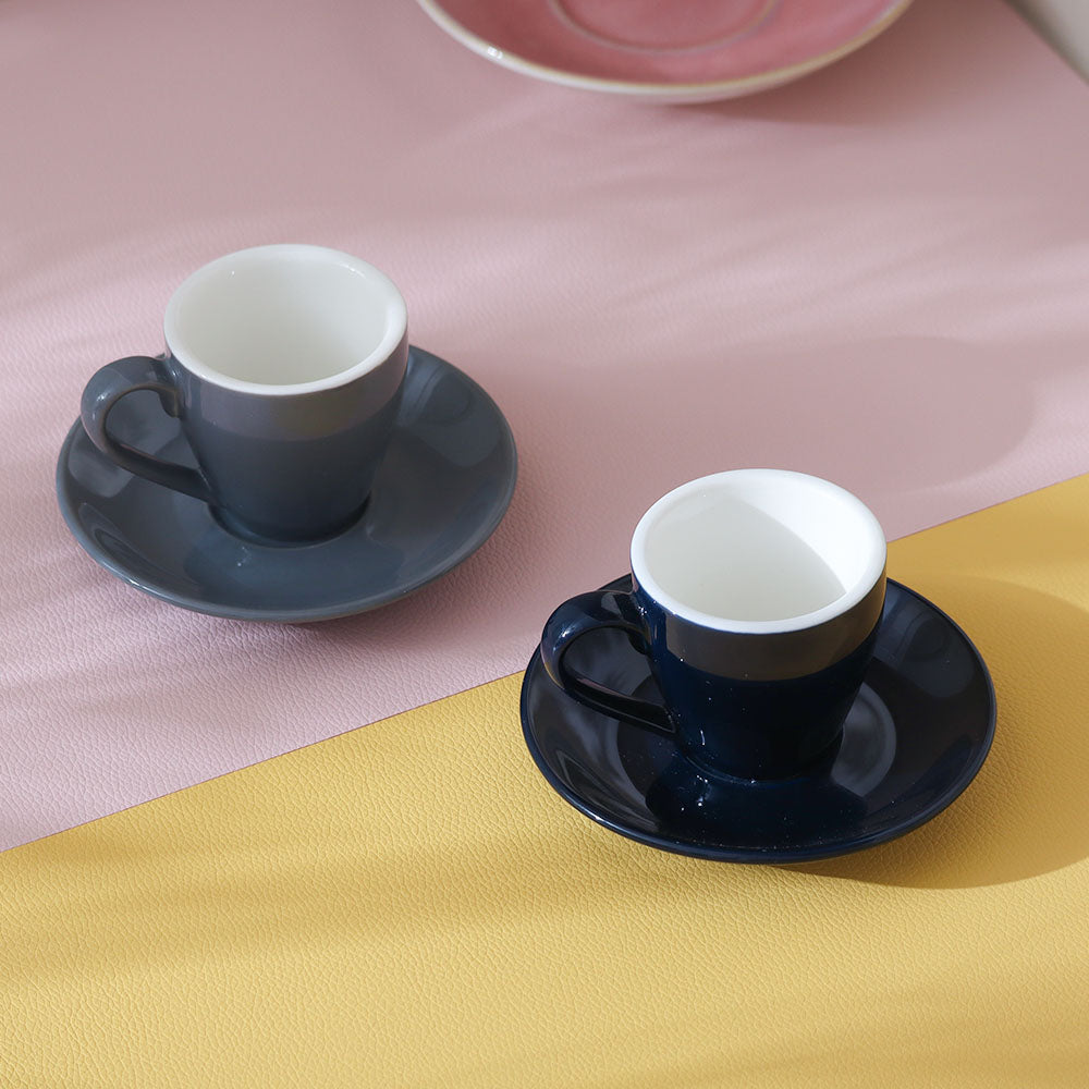 Caffe Porcelain Espresso Cup With Saucer - Pewter Grey