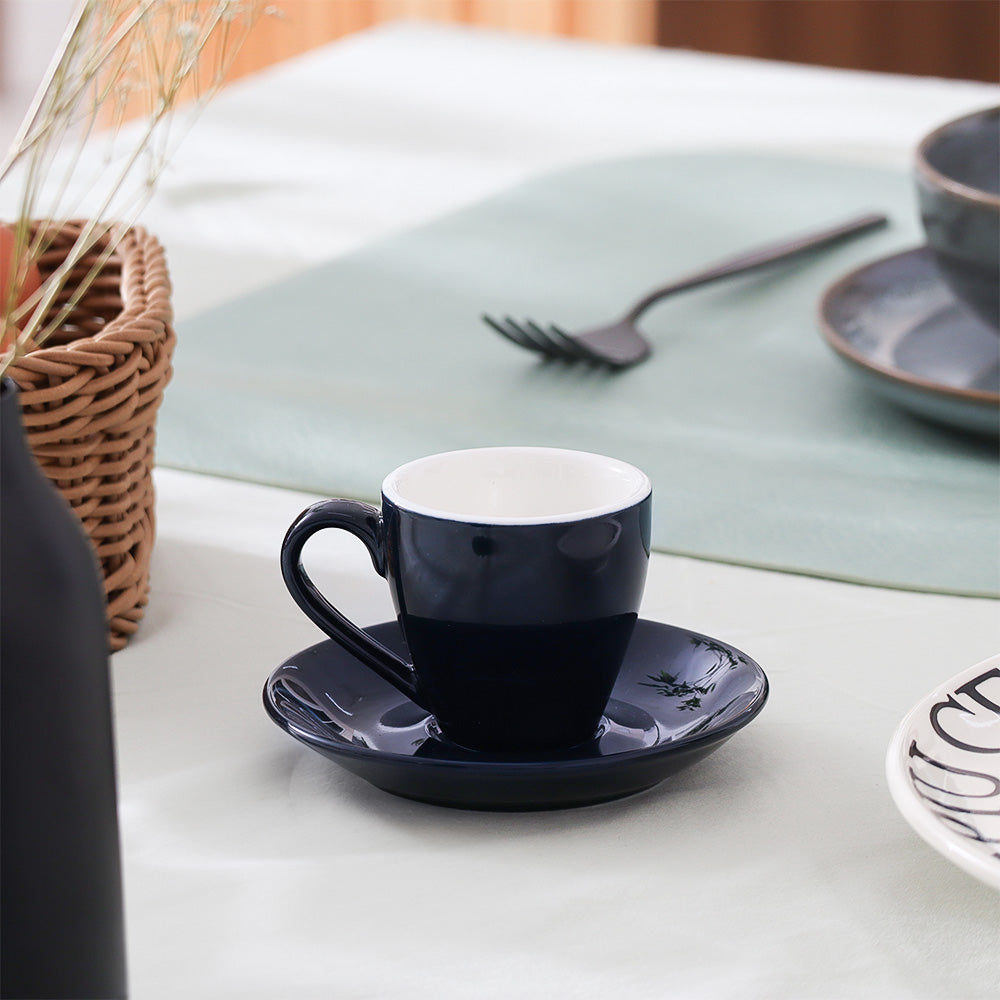 Caffe Porcelain Espresso Cup and Saucer Set - Dark Navy