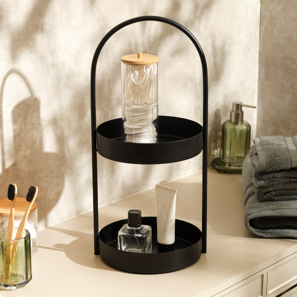 Cairo 2-Tier Round Metal Caddy - Black