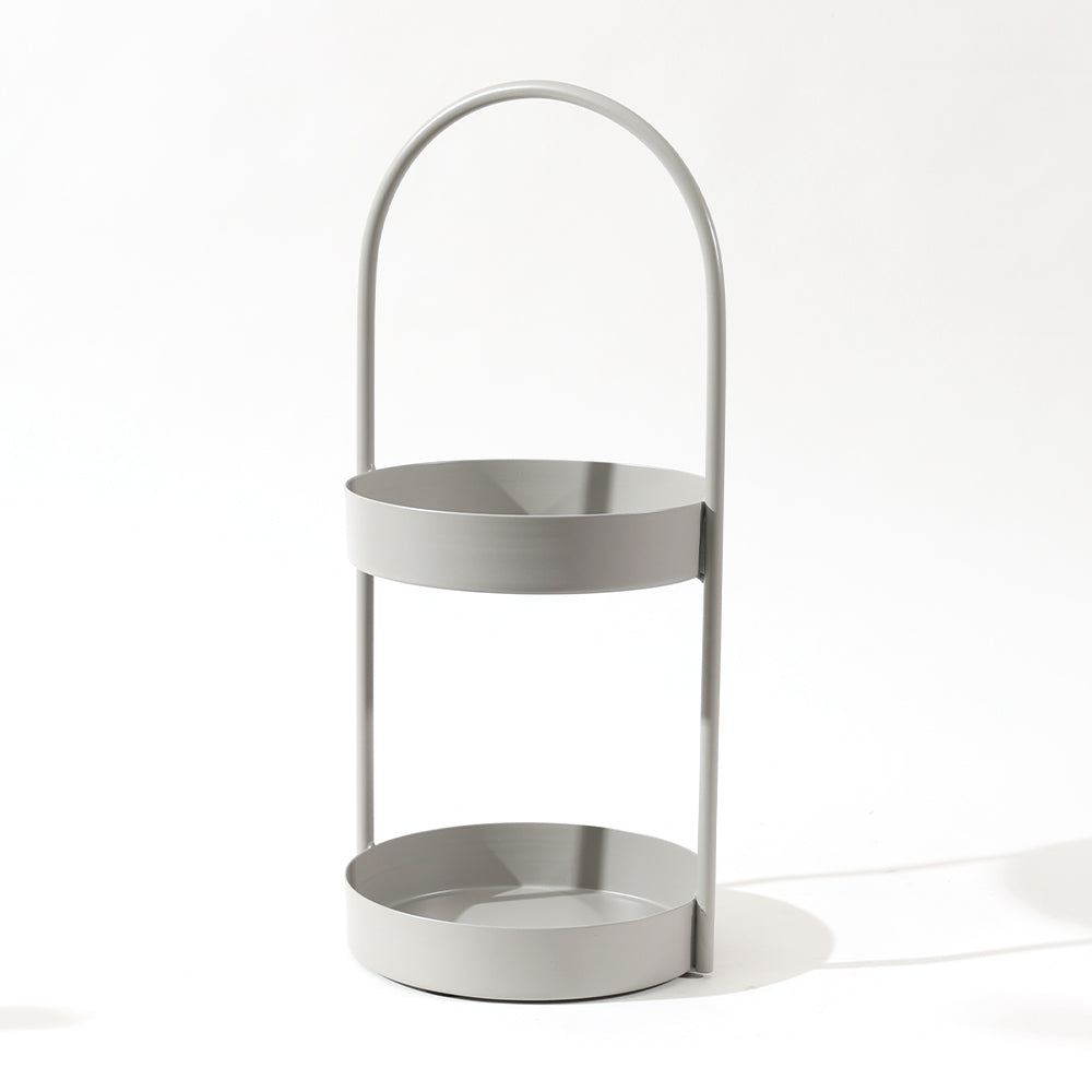 Cairo 2-Tier Round Metal Caddy - Light Grey