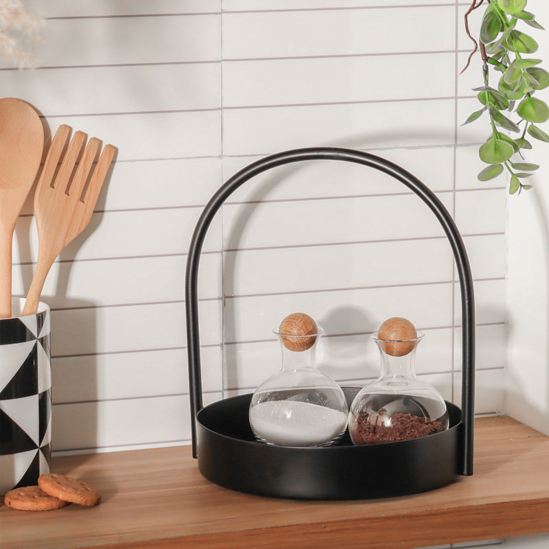 Cairo Round Metal Caddy Medium - Black