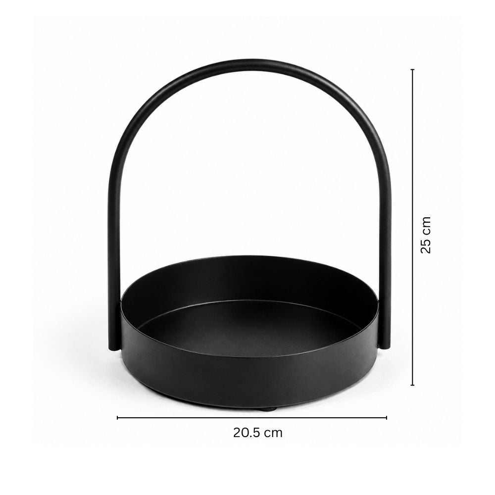 Cairo Round Metal Caddy Medium - Black