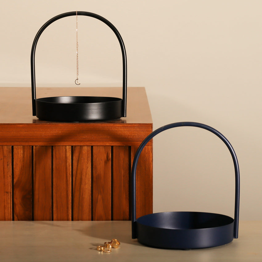 Cairo Round Metal Caddy Medium - Black