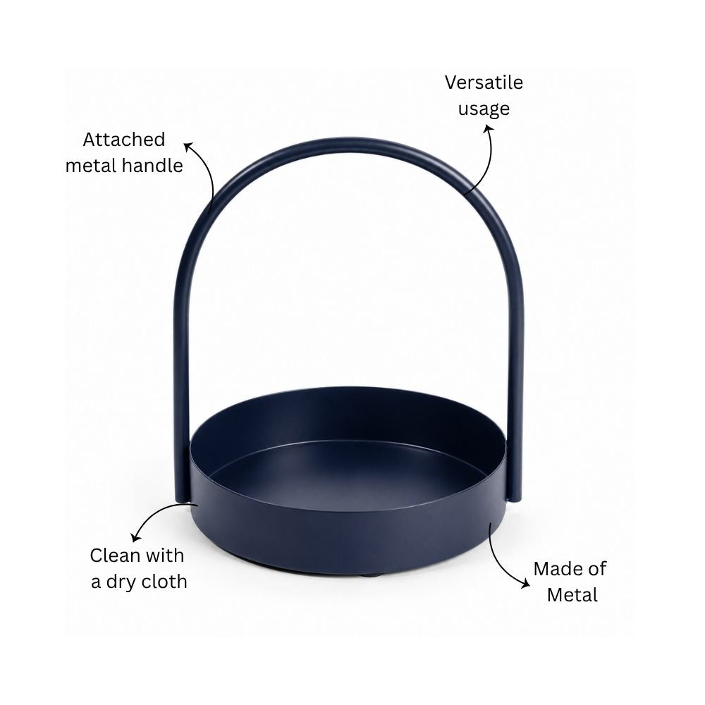Cairo Round Metal Caddy Medium - Ink Blue